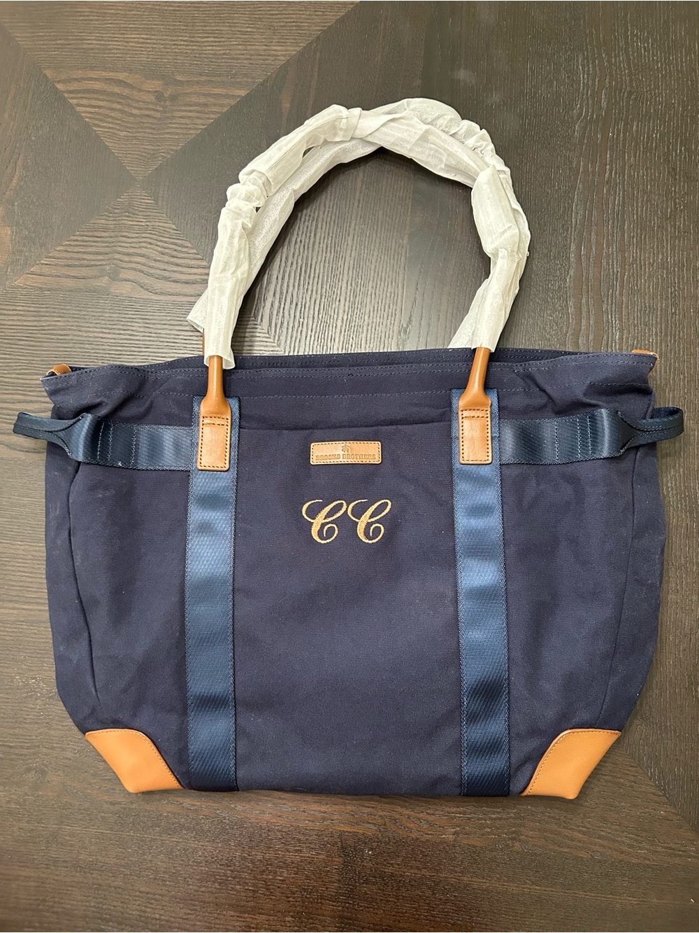 BROOKS BROTHERS CANVAS TRAVEL TOTE/MONOGRAMMED CC